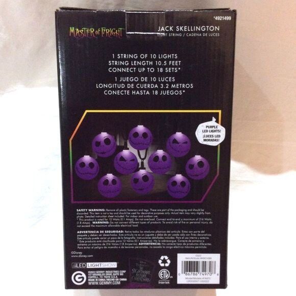 Jack Skellington LED Light String Halloween 10.5' Nightmare Before Christmas New - Picture 4 of 4